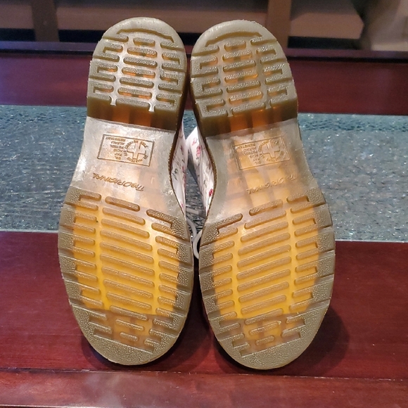 doc marten genuine leather creamy white rose floral combat boots womens 7  11821 - Picture 4 of 11